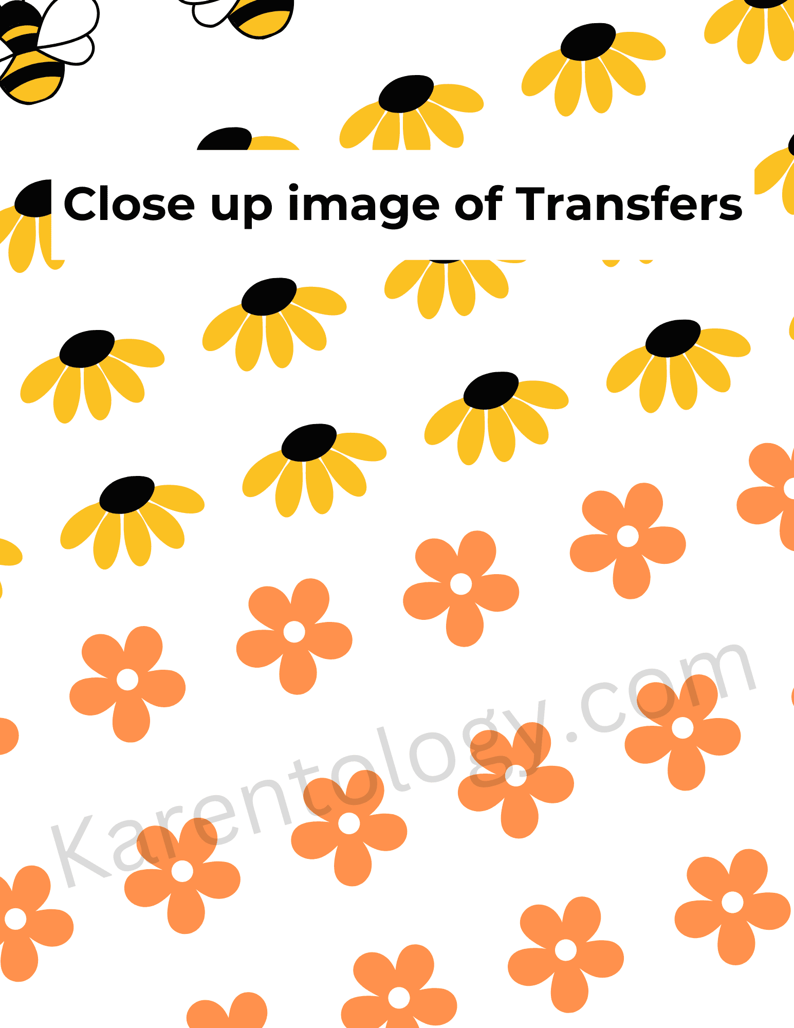 mini bee, daisy and sunflower printable royal icing transfer sheet
